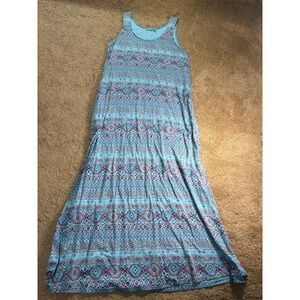 Fresh Produce Maxi Dress Women Large Tribal Print Pockets Made in USA Boho